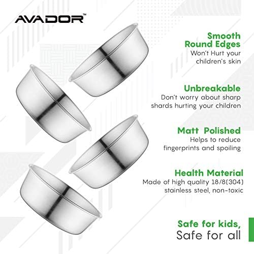 Avador Kids | פעוט 18/8 מוצרי נירוסטה לארוחות ילדים | קמפינג | BPA חיצוני חינם מדיח כלים בטוח